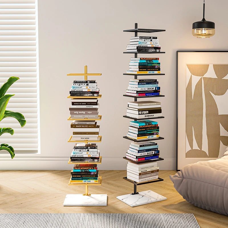 Wrought Iron Invisible Bookshelf Marble Bottom Bookcase