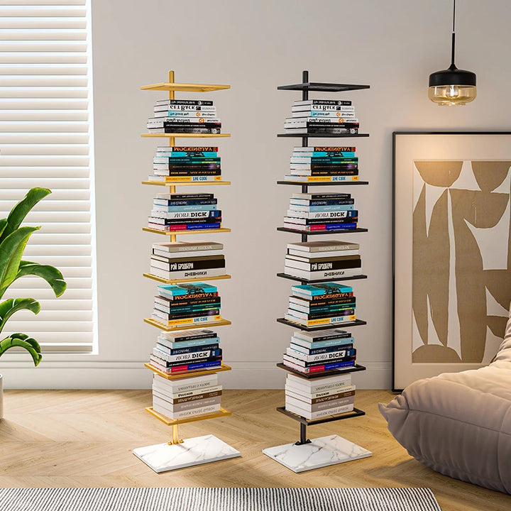 Wrought Iron Invisible Bookshelf Marble Bottom Bookcase