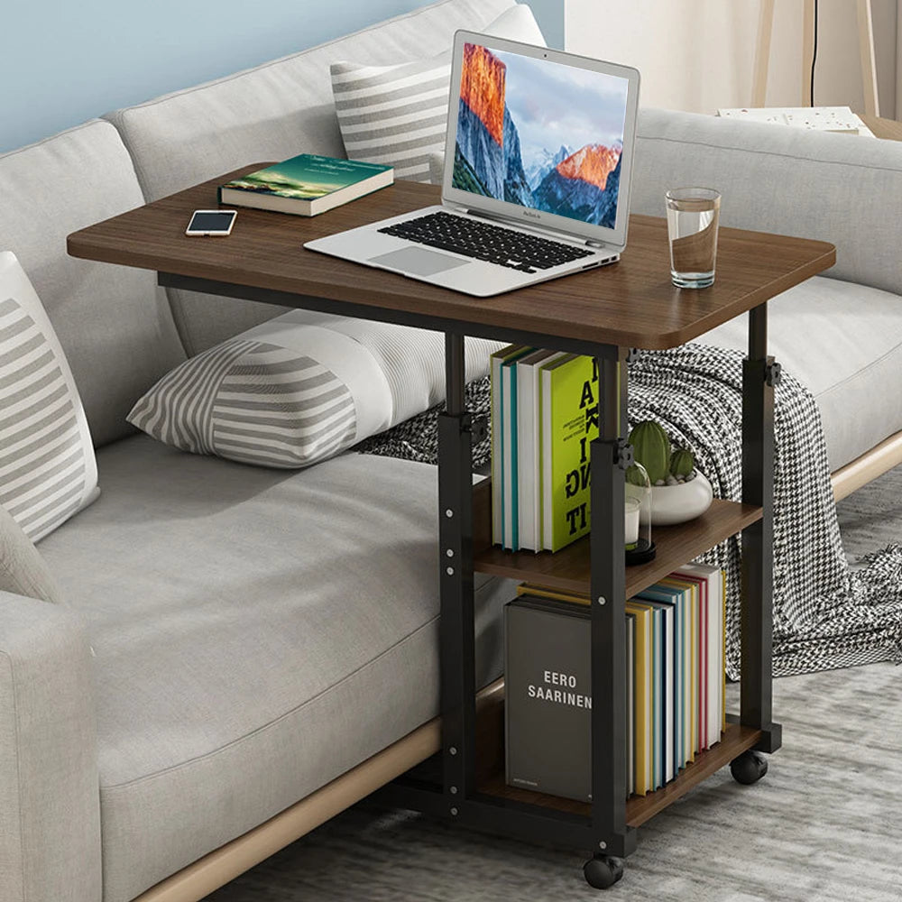 Foldable Side Table Height Adjustable Bedside Table with Wheels