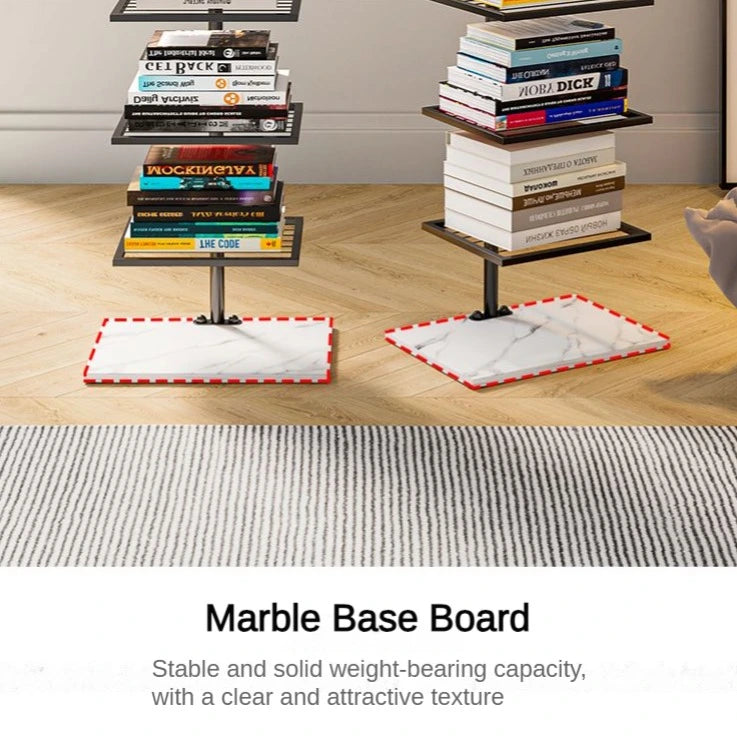 Wrought Iron Invisible Bookshelf Marble Bottom Bookcase