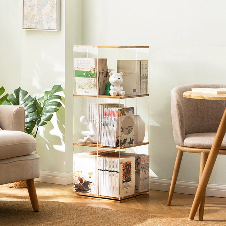 360 Degree Rotating Bookcase Vertical Tall Bookshelf