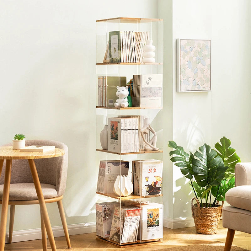 360 Degree Rotating Bookcase Vertical Tall Bookshelf