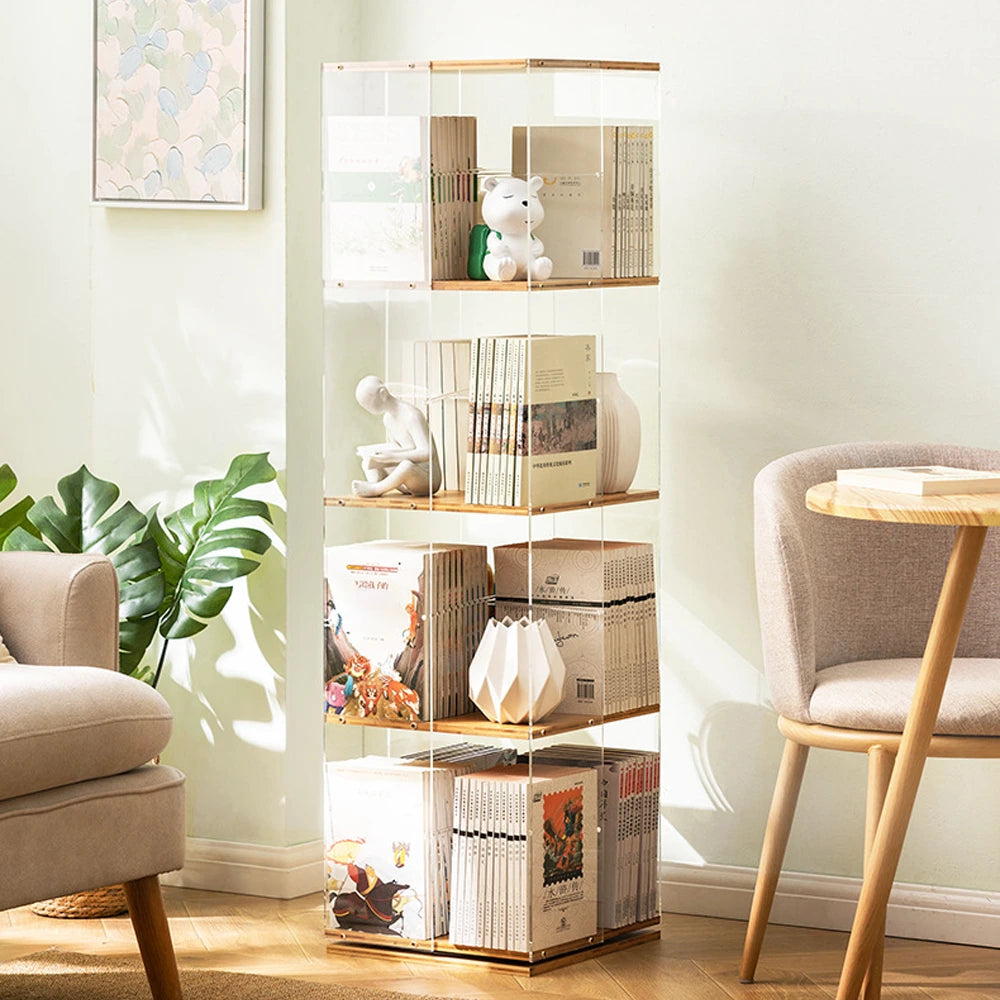 360 Degree Rotating Bookcase Vertical Tall Bookshelf