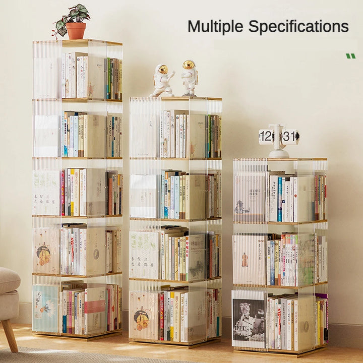 360 Degree Rotating Bookcase Vertical Tall Bookshelf