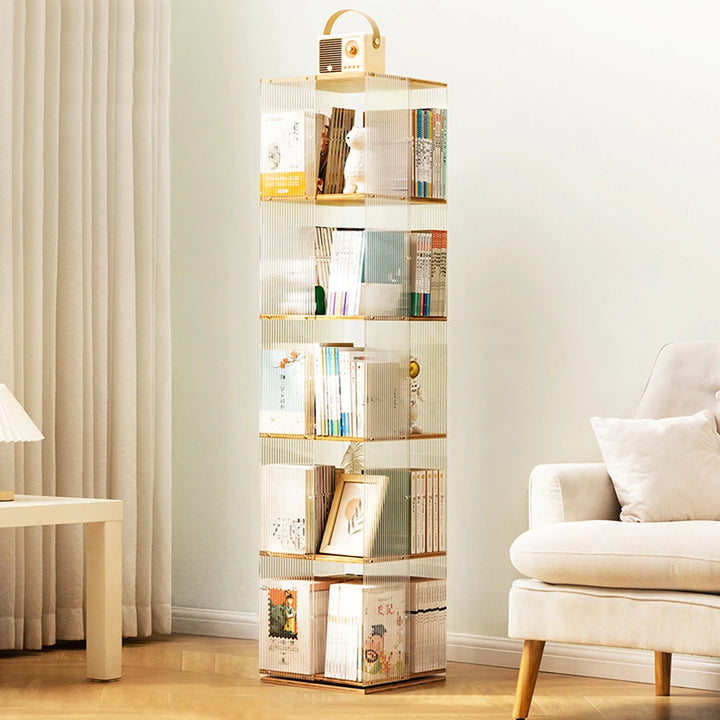 360 Degree Rotating Bookcase Vertical Tall Bookshelf