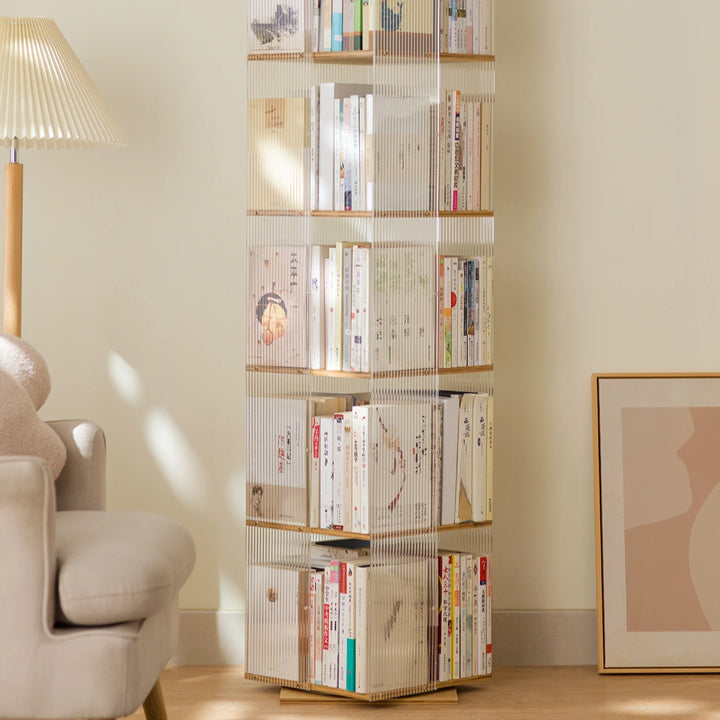 360 Degree Rotating Bookcase Vertical Tall Bookshelf