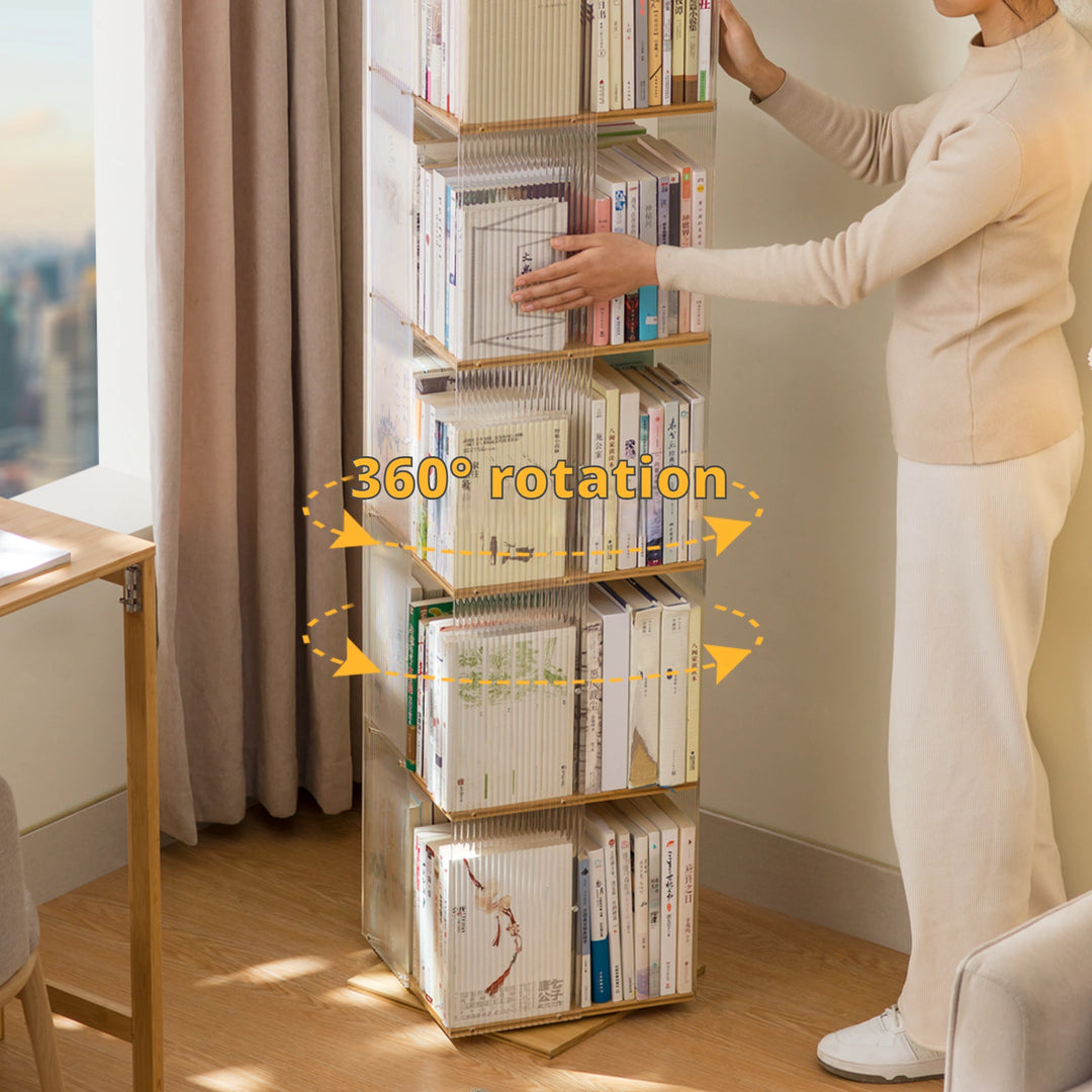 360 Degree Rotating Bookcase Vertical Tall Bookshelf