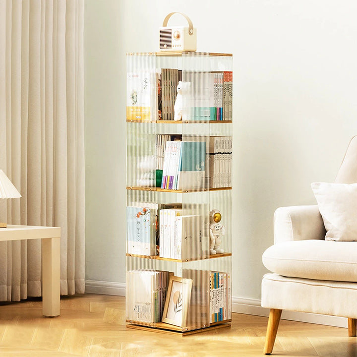 360 Degree Rotating Bookcase Vertical Tall Bookshelf