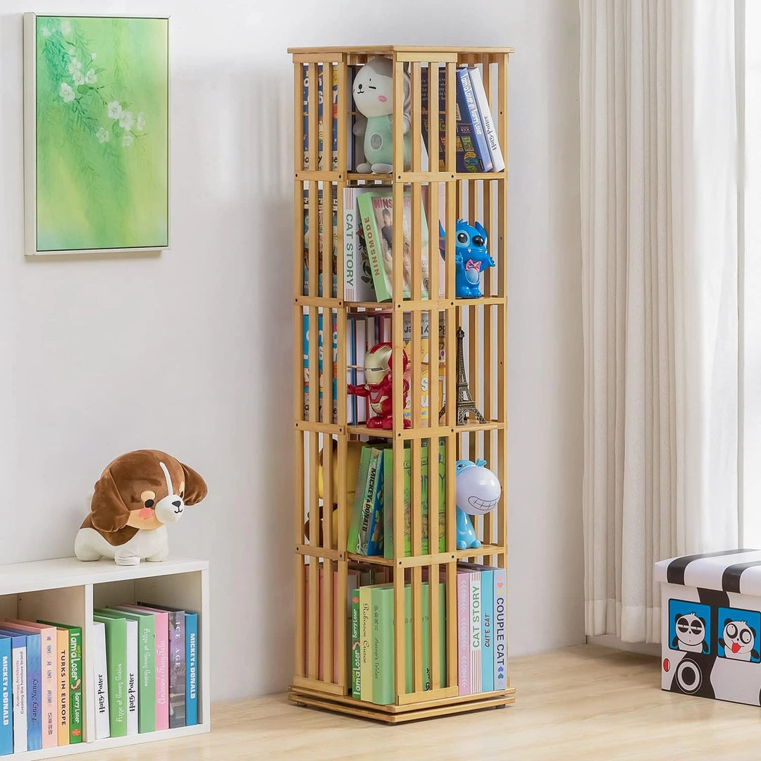 360 Degree Rotating Bookshelf Corner Tall Bookcase