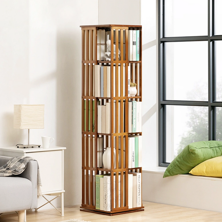 360 Degree Rotating Bookshelf Corner Tall Bookcase