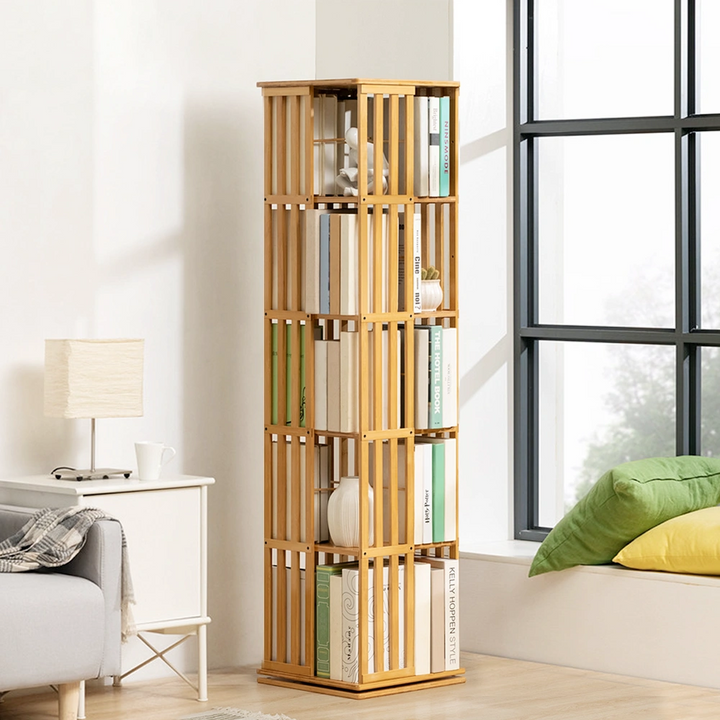 360 Degree Rotating Bookshelf Corner Tall Bookcase