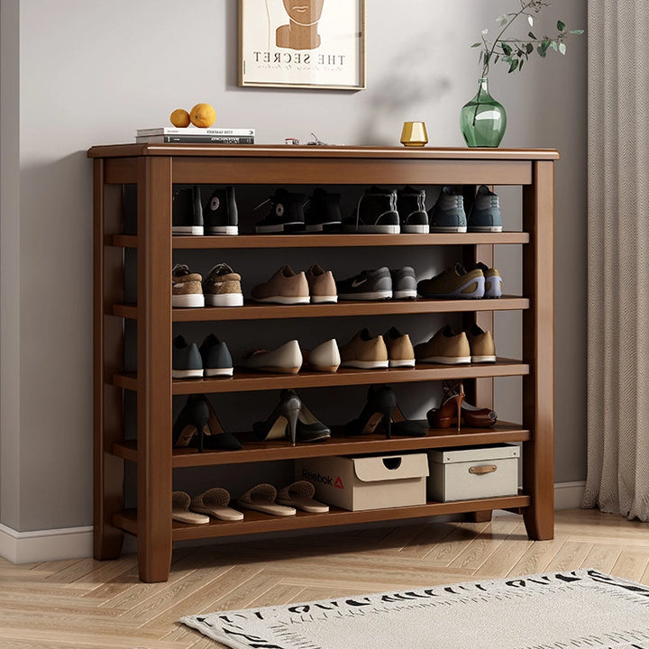 5-Shelf Solid Wood Adjustable Shoe Storage Rack for Entryway