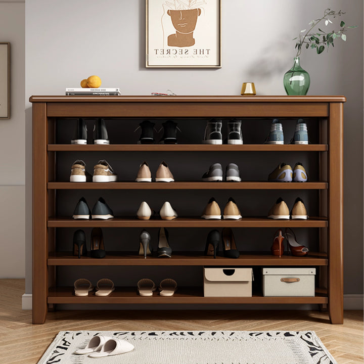 5-Shelf Solid Wood Adjustable Shoe Storage Rack for Entryway