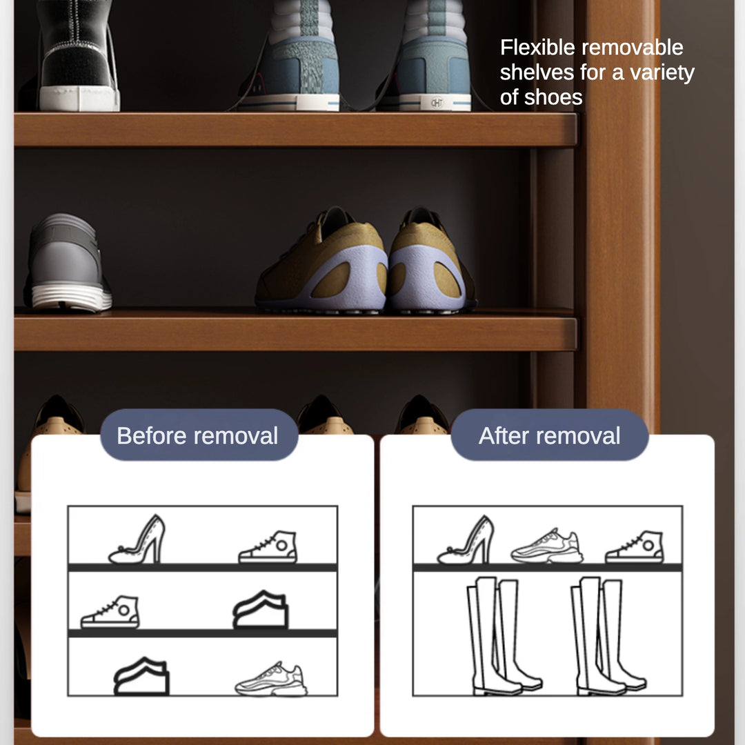 5-Shelf Solid Wood Adjustable Shoe Storage Rack for Entryway