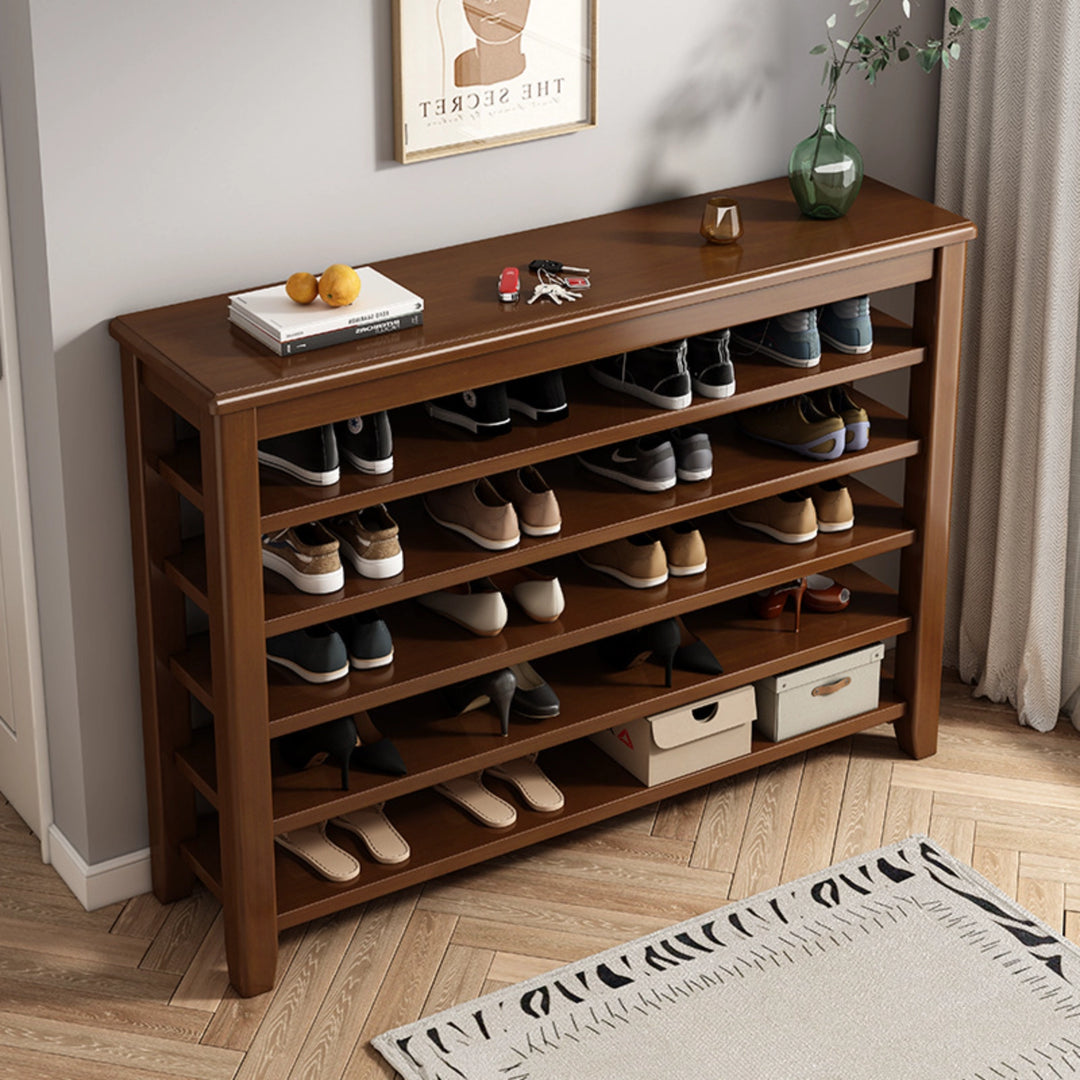 5-Shelf Solid Wood Adjustable Shoe Storage Rack for Entryway