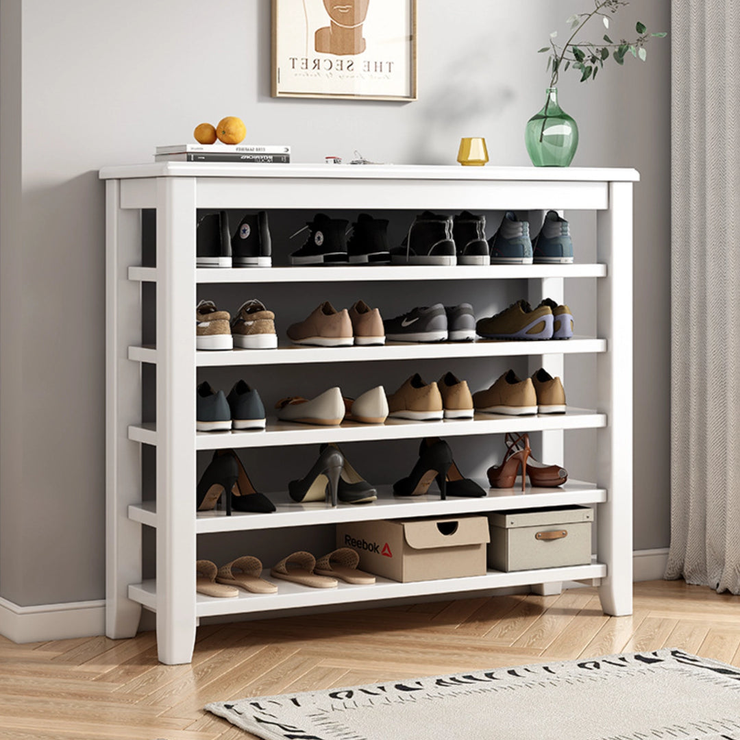 5-Shelf Solid Wood Adjustable Shoe Storage Rack for Entryway