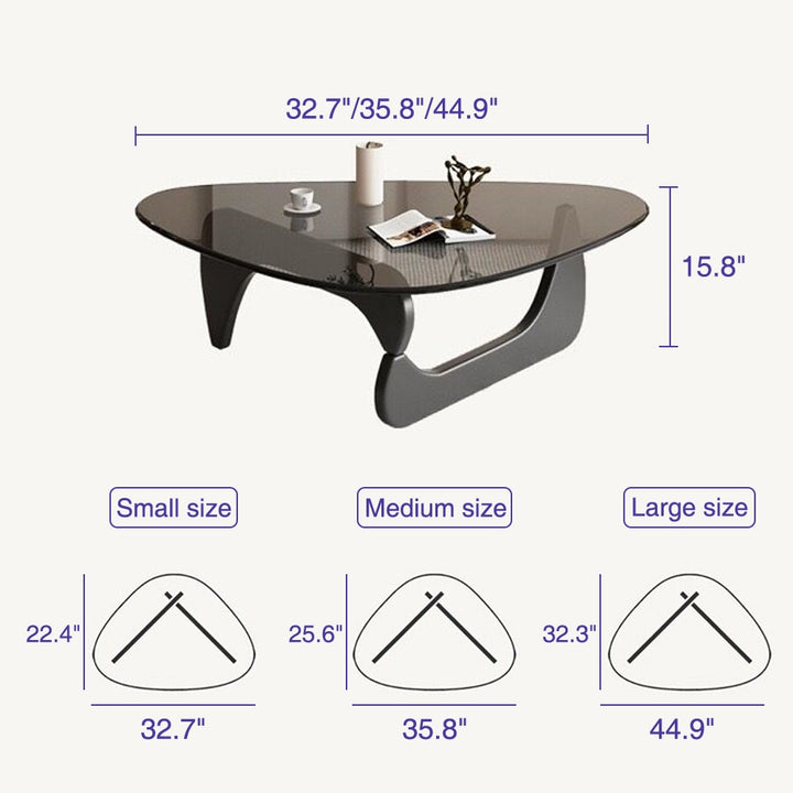 Modern Round Glass Coffee Table with Solid Wood Legs