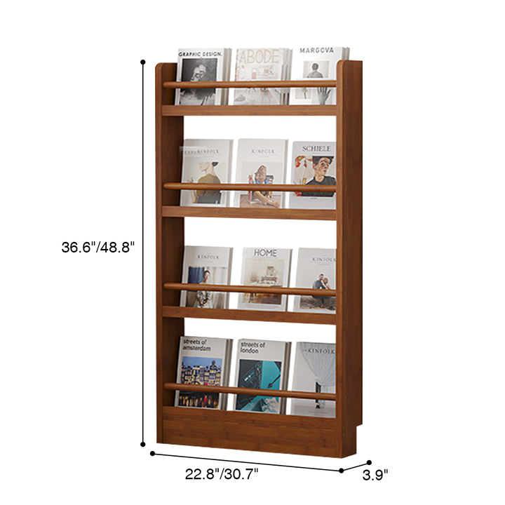 Slim Natural Bamboo Bookshelf Wall Display Rack