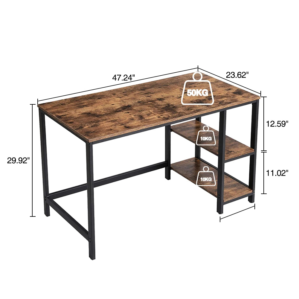 Wooden Computer Desk Work Table with Adjustable Shelves