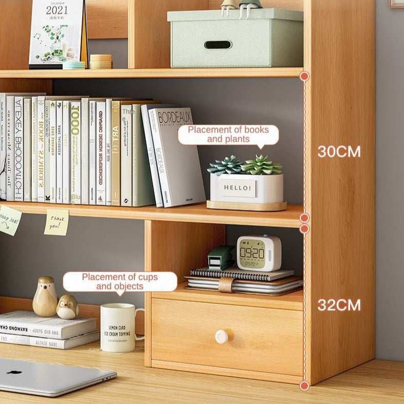 Wooden Desk Organizer Storage Shelf with Drawers