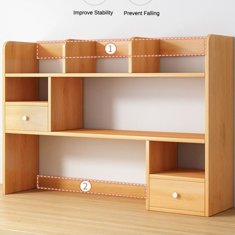 Wooden Desk Organizer Storage Shelf with Drawers