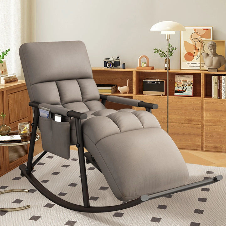 Cushioned Rocking Chair Recliner Armchair with Metal Base