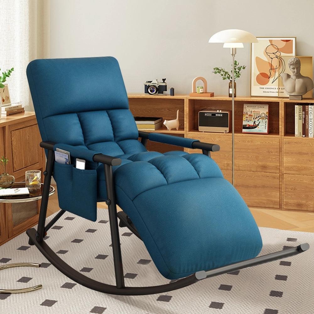 Cushioned Rocking Chair Recliner Armchair with Metal Base