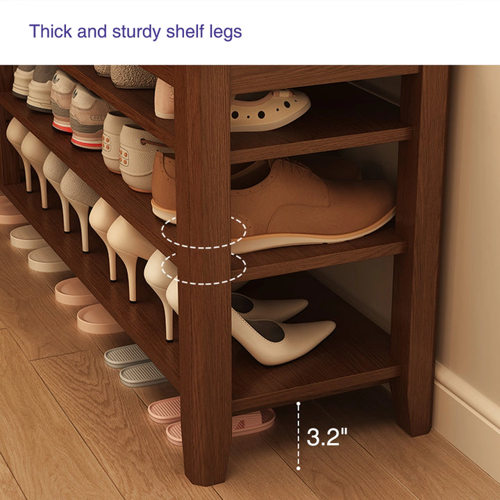 Entryway Solid Wood Shoe Storage Bench Multi-tier Shoe Rack