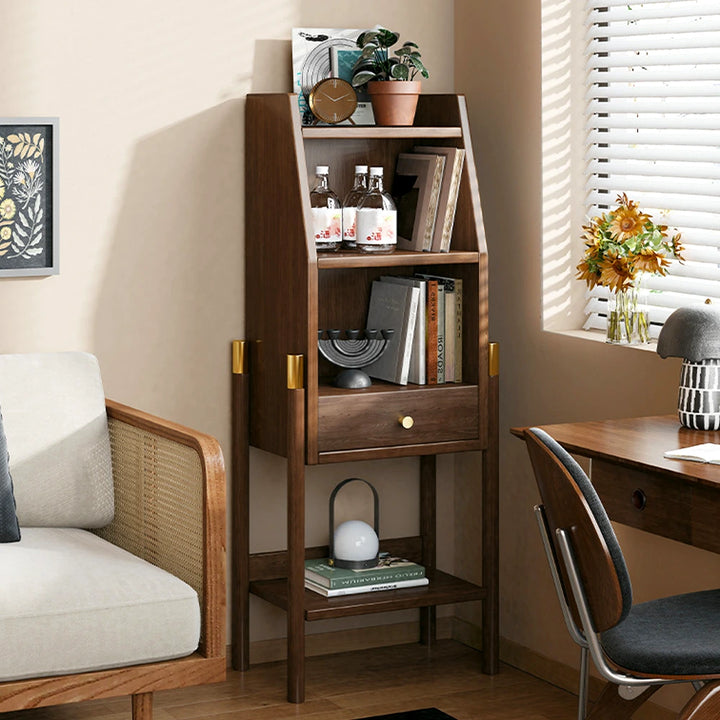 Freestanding Small Bookshelf Solid Bookcase with Storage