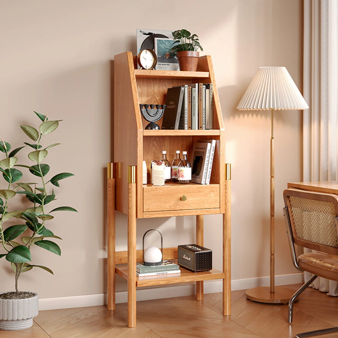 Freestanding Small Bookshelf Solid Bookcase with Storage