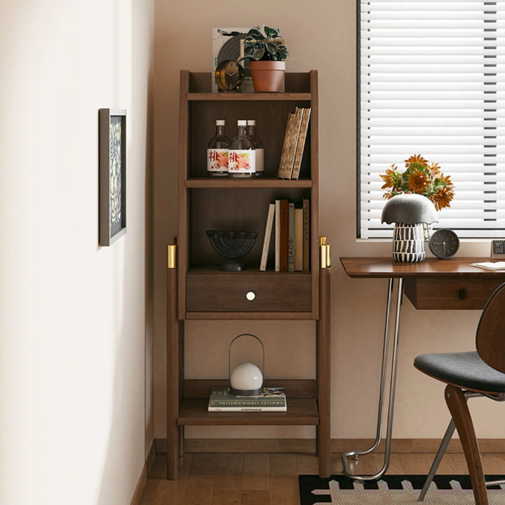 Freestanding Small Bookshelf Solid Bookcase with Storage