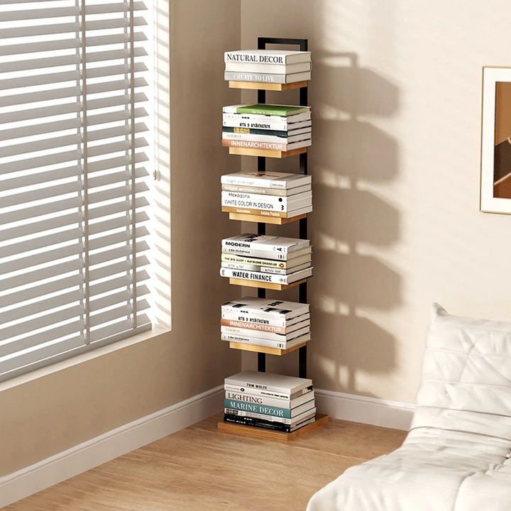 Freestanding Vertical Bookshelf Modern Tall Bookcase