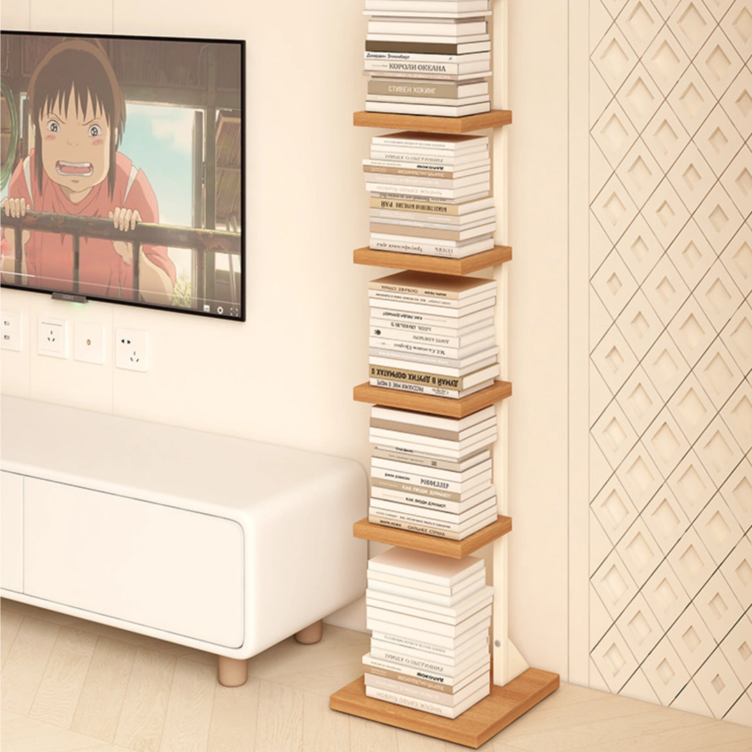 Freestanding Vertical Bookshelf Modern Tall Bookcase