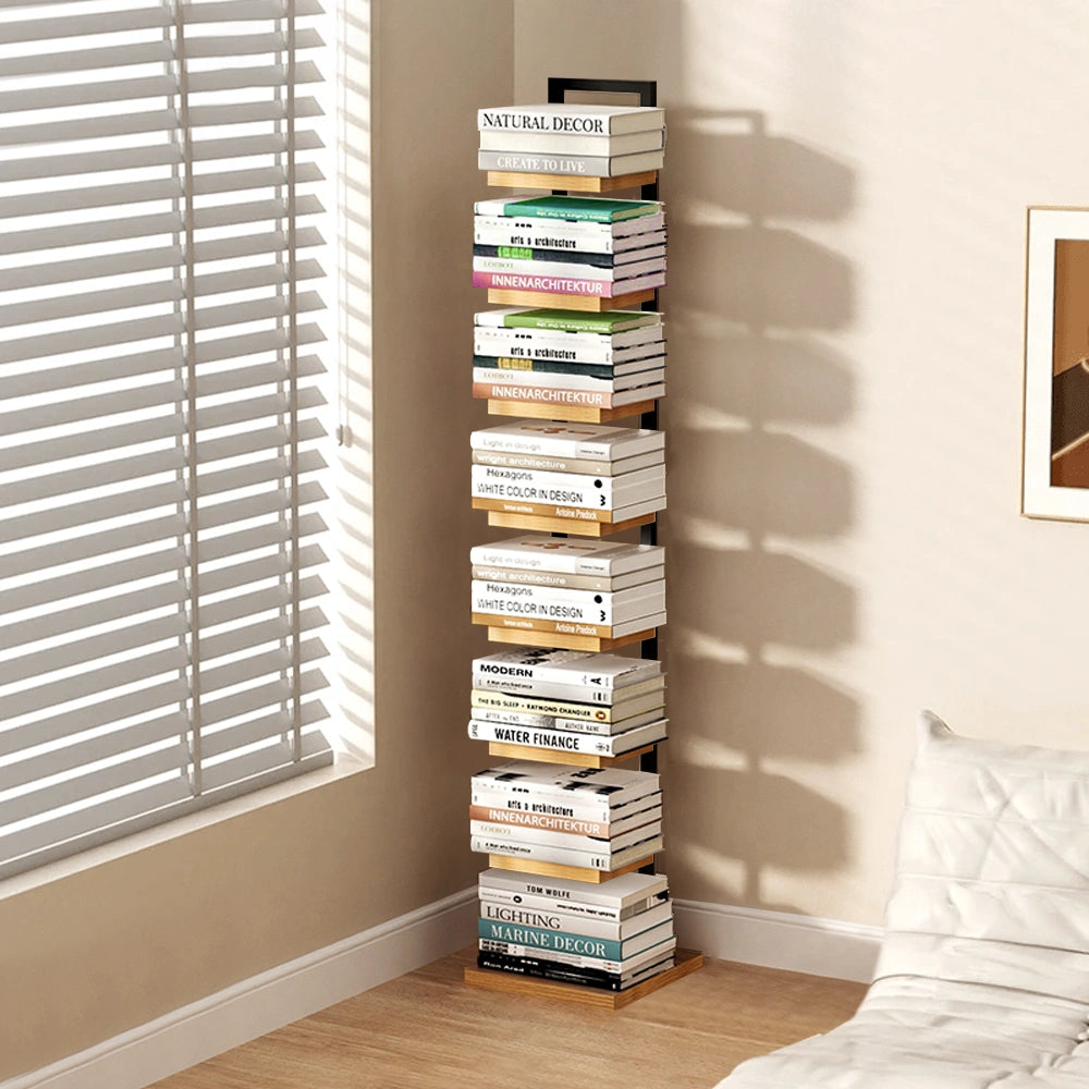 Freestanding Vertical Bookshelf Modern Tall Bookcase