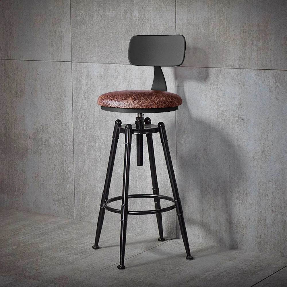 Industrial Swivel Bar Stool Adjustable Counter Stool with Back