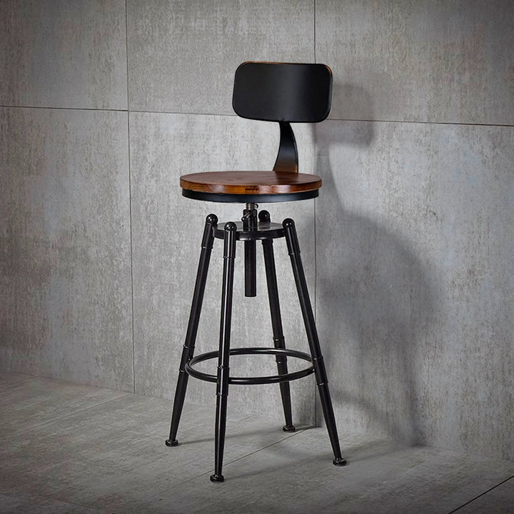 Industrial Swivel Bar Stool Adjustable Counter Stool with Back