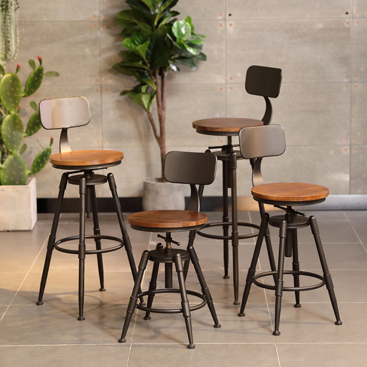 Industrial Swivel Bar Stool Adjustable Counter Stool with Back