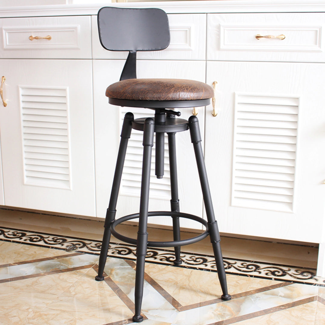 Industrial Swivel Bar Stool Adjustable Counter Stool with Back