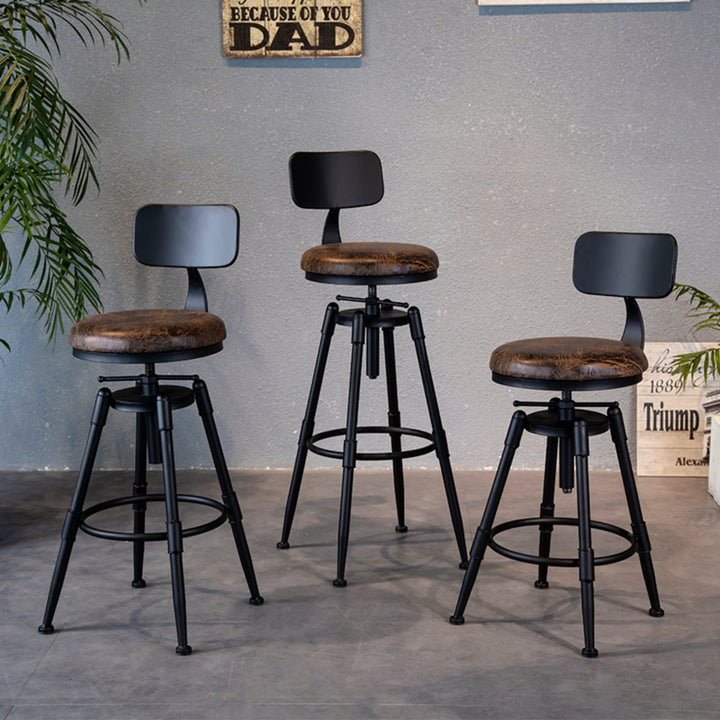 Industrial Swivel Bar Stool Adjustable Counter Stool with Back