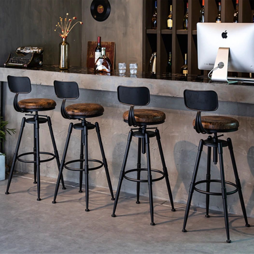 Industrial Swivel Bar Stool Adjustable Counter Stool with Back