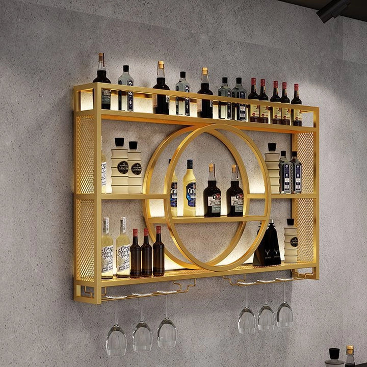 Industrial Wall Mounted Metal Wine Rack with Bottle Rack