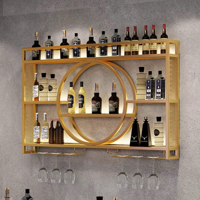 Industrial Wall Mounted Metal Wine Rack with Bottle Rack