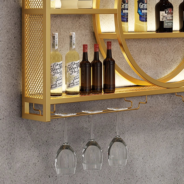 Industrial Wall Mounted Metal Wine Rack with Bottle Rack