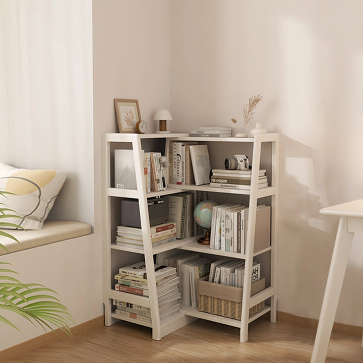 Ladder Solid Wood Bookshelf Corner Multi-Tier Bookcase