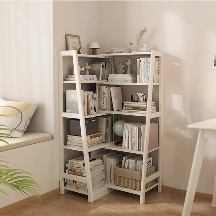 Ladder Solid Wood Bookshelf Corner Multi-Tier Bookcase