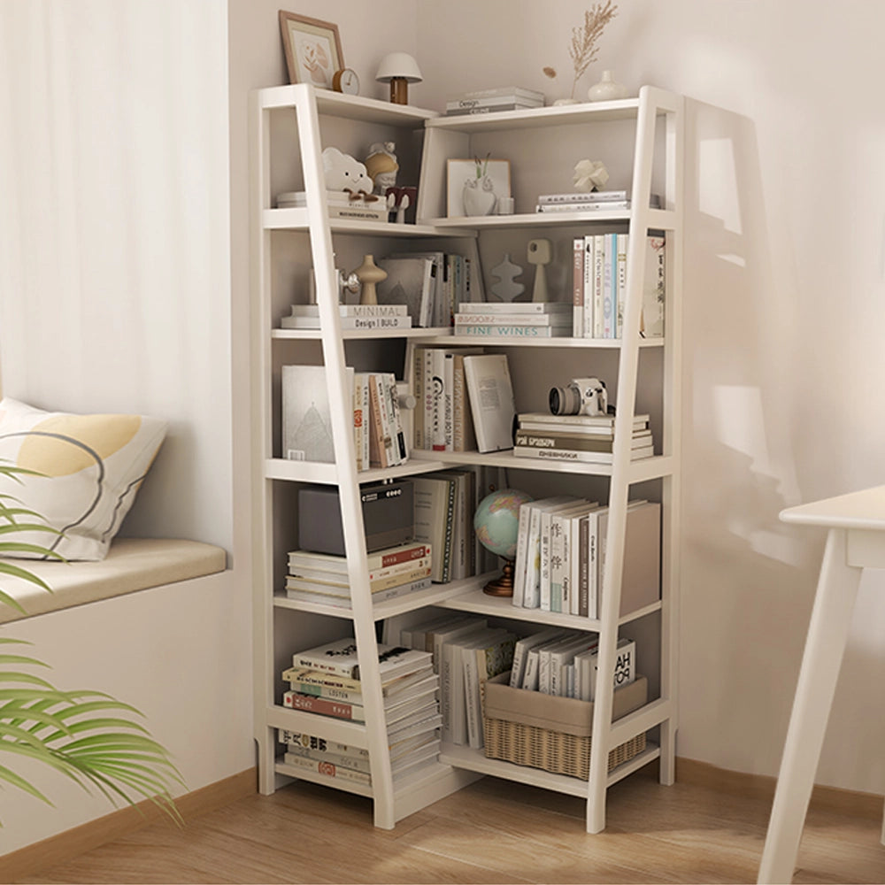 Ladder Solid Wood Bookshelf Corner Multi-Tier Bookcase