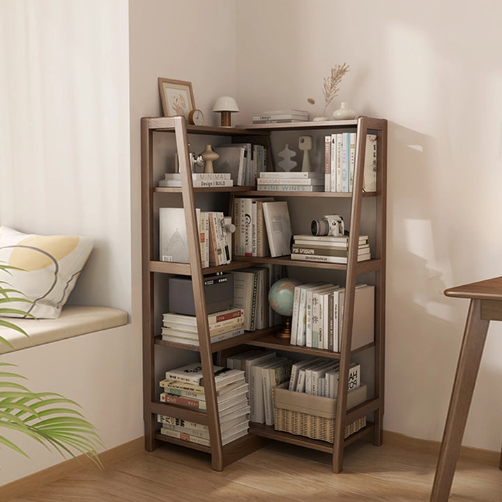 Ladder Solid Wood Bookshelf Corner Multi-Tier Bookcase