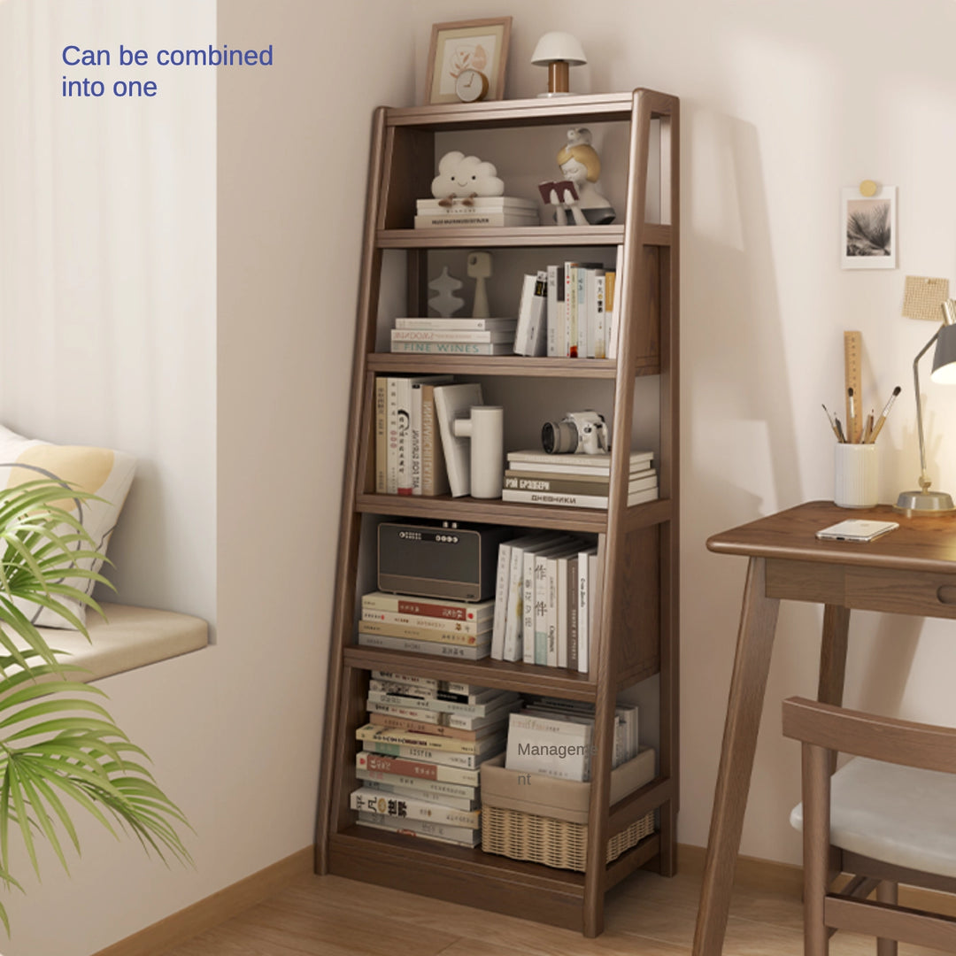 Ladder Solid Wood Bookshelf Corner Multi-Tier Bookcase