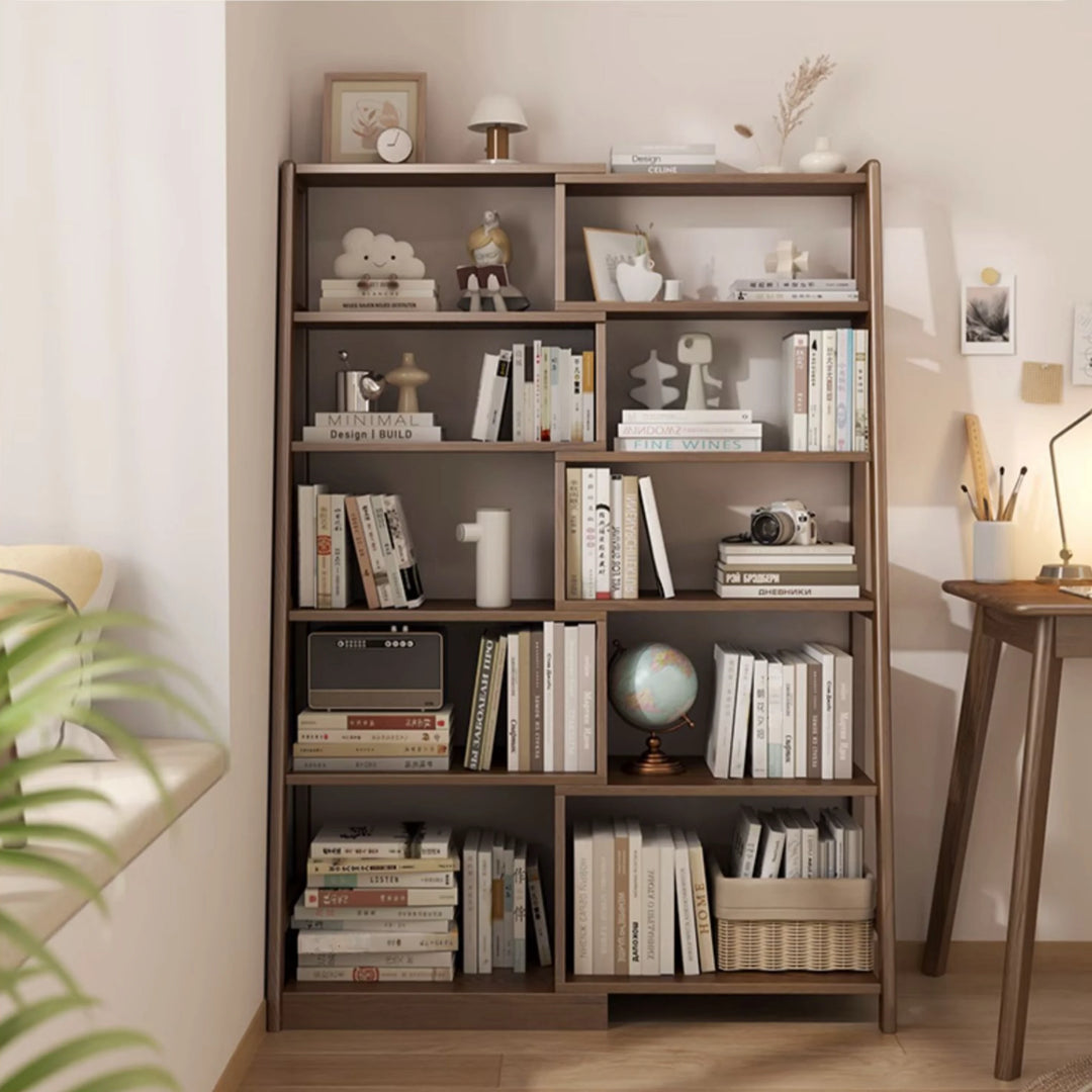 Ladder Solid Wood Bookshelf Corner Multi-Tier Bookcase