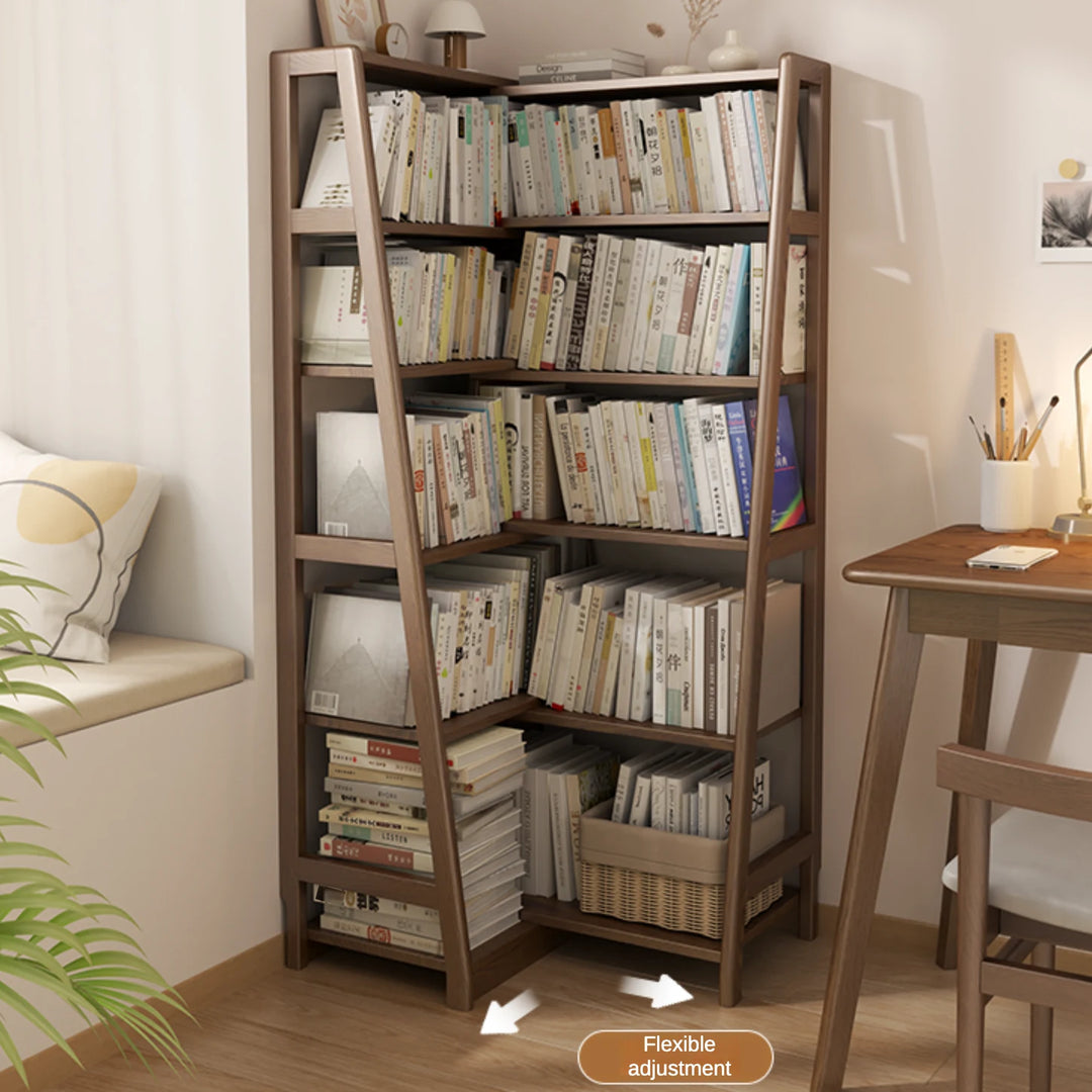 Ladder Solid Wood Bookshelf Corner Multi-Tier Bookcase